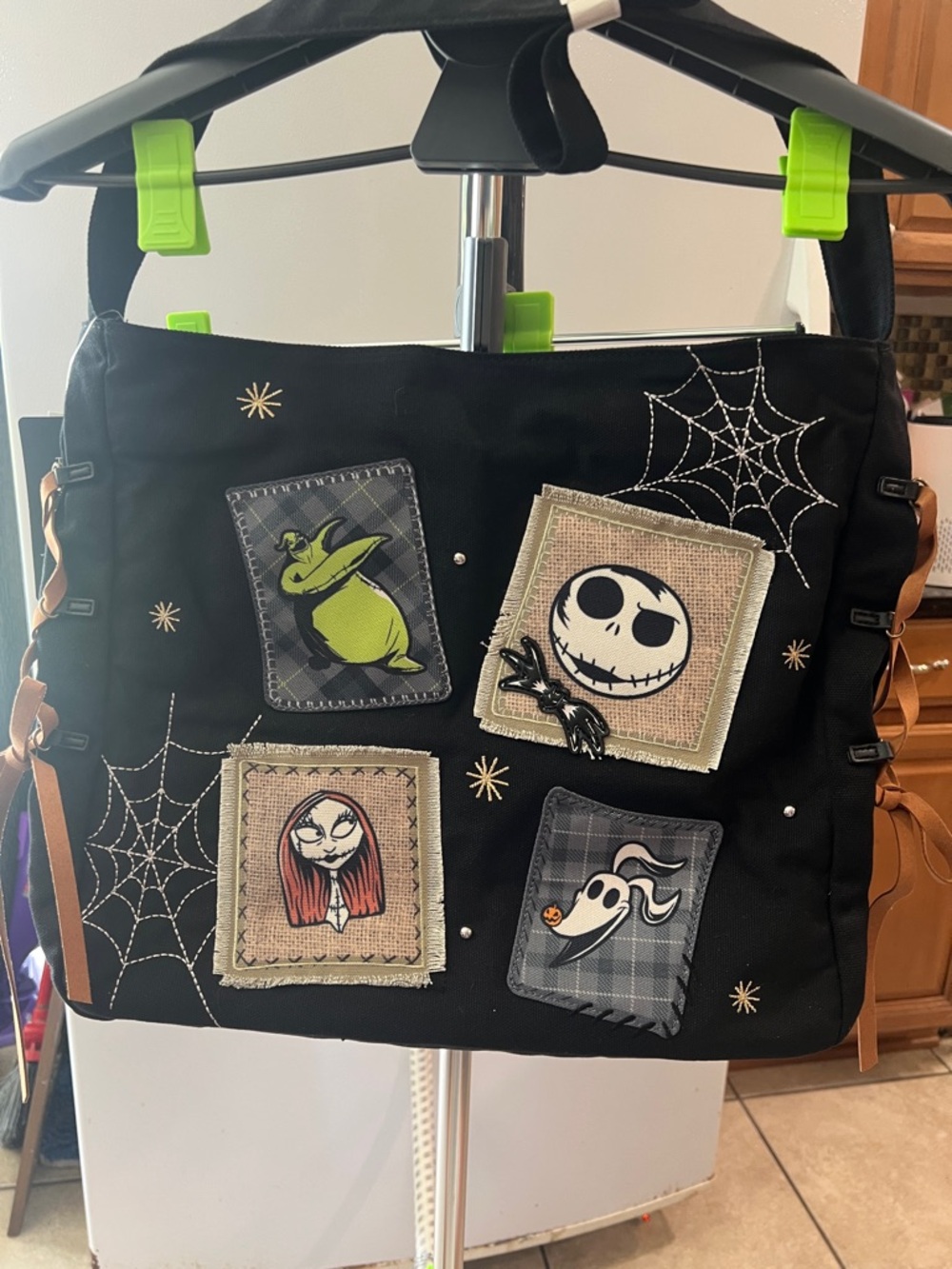 Nightmare Patchwork Tote Bag with Jack Skellington & Friends